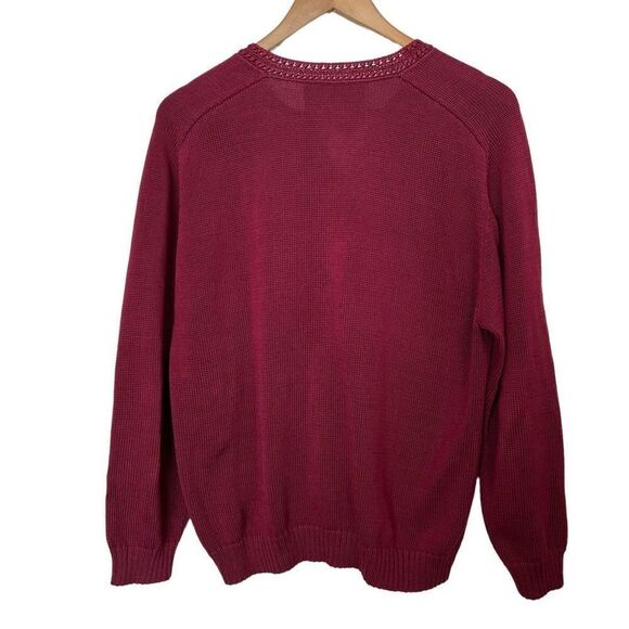 Peruvian Connection Maroon 100% Pima Cotton Cardigan Sweater Size L - Picture 2 of 8
